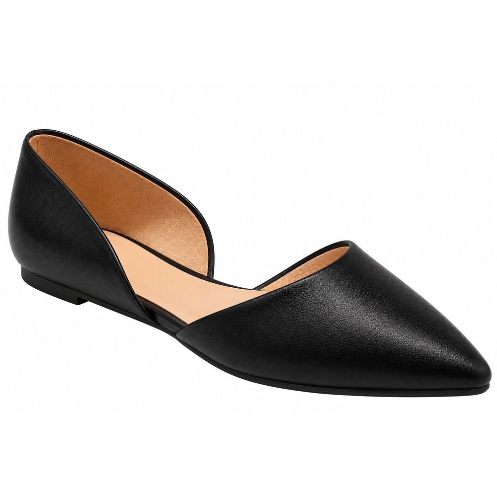 A New Day Julie Black Faux Leather D Orsay Pointed Toe Ballet Flats Womens 6.5